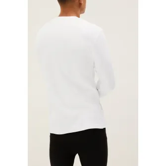 Marks  Spencer, Bluza de casa cu striatii si decolteu rotund, Alb optic, L