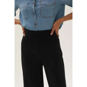 Marks  Spencer, Pantaloni cu croiala ampla si talie inalta, Negru, 14-Long