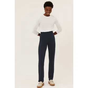Marks  Spencer, Pantaloni cu croiala dreapta si talie inalta, Bleumarin, 8