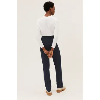 Marks  Spencer, Pantaloni cu croiala dreapta si talie inalta, Bleumarin, 8
