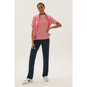 Marks  Spencer, Pantaloni cu croiala dreapta si talie inalta, Bleumarin, 8