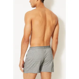 Marks  Spencer, Set de boxeri din bumbac - 5 perechi, Negru, Gri melange, Bleumarin, M