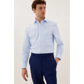 Marks  Spencer, Set de camasi regular fit - 3 piese, Albastru deschis, 16