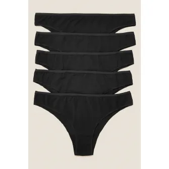 Marks  Spencer, Set de chiloti brazilieni din amestec de modal - 5 perechi, Negru, 10