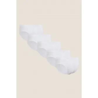 Marks  Spencer, Set de chiloti de bumbac - 5 perechi, Alb, XL