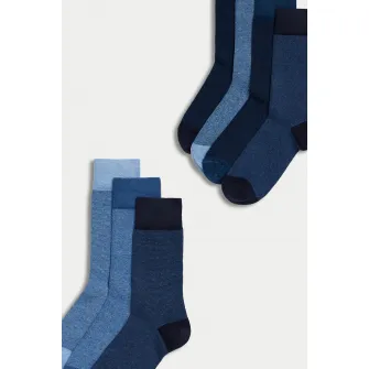 Marks  Spencer, Set de sosete lungi Cool  Fresh™ - 7 perechi, Albastru marin, Albastru, 6-8.5