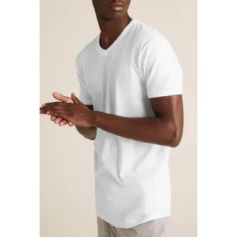 Marks  Spencer, Set de tricouri de casa cu decolteu in V - 3 piese, Alb, L