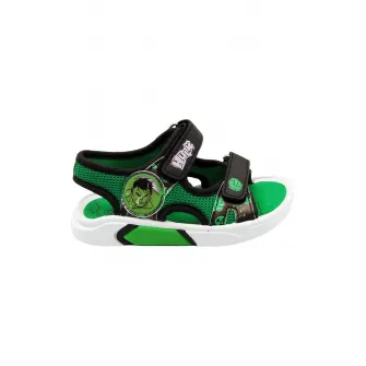 Marvel, Sandale cu velcro si tematica Hulk, Verde, Negru, 21 EU