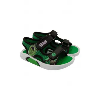 Marvel, Sandale cu velcro si tematica Hulk, Verde, Negru, 21 EU