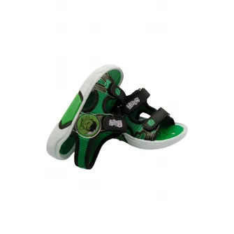 Marvel, Sandale cu velcro si tematica Hulk, Verde, Negru, 21 EU