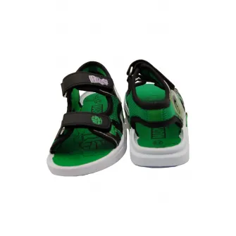 Marvel, Sandale cu velcro si tematica Hulk, Verde, Negru, 21 EU