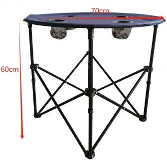 Masa camping cu suport pahare Kring, 70x70x60 cm, antracit