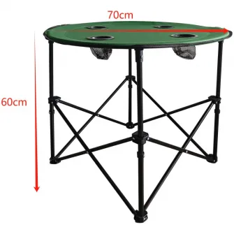 Masa camping cu suport pahare Kring, 70x70x60 cm, forest green