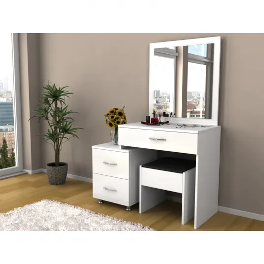 Masa de toaleta pentru machiaj Kalune Design Nice, 65x35x139, alb