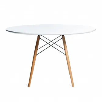 Masa dining / bucatarie Kring Kai, blat rotund, 100x72 cm, lemn/MDF, Alb