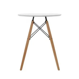 Masa dining / bucatarie Kring Kai, blat rotund, 60x72 cm, lemn/MDF, Alb