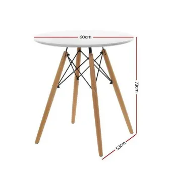Masa dining / bucatarie Kring Kai, blat rotund, 60x72 cm, lemn/MDF, Alb