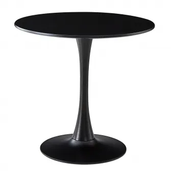 Masa dining/bucatarie Kring Swan, rotunda, cu piedestal, blat MDF / baza metal, 80x73 cm, Negru