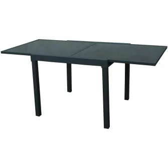 Masa Kring Ange, patrata extensibila, gri, 180/90 x 90 x 75cm, blat de sticla