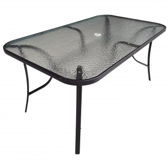Masa Kring Trixi, metal, blat sticla, dimensiuni 150x90x70 cm