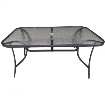 Masa Kring Trixi, metal, blat sticla, dimensiuni 150x90x70 cm