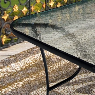 Masa Kring Trixi, metal, blat sticla, dimensiuni 150x90x70 cm