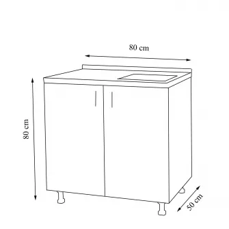 Masca chiuveta Tender Badenmob, 80x50x80 (pentu chiuveta 80x50 cm), 2 usi, PAL, Alb