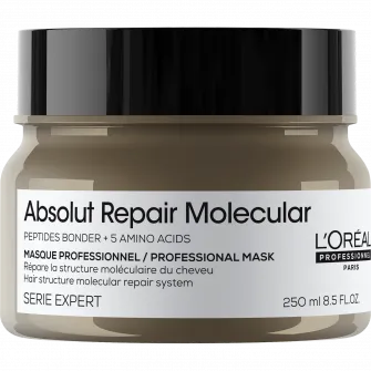 Masca concentrata pentru par deteriorat L’Oreal Professionnel Serie Expert Absolut Repair Molecular, formulata cu legaturi peptidice si 5 aminoacizi, 250 ml