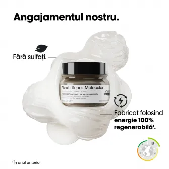 Masca concentrata pentru par deteriorat L’Oreal Professionnel Serie Expert Absolut Repair Molecular, formulata cu legaturi peptidice si 5 aminoacizi, 250 ml