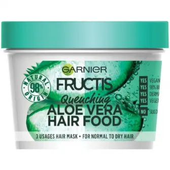 Masca pentru par Garnier Fructis Hair Food Aloe Vera, pentru parul deshidratat, 390 ml
