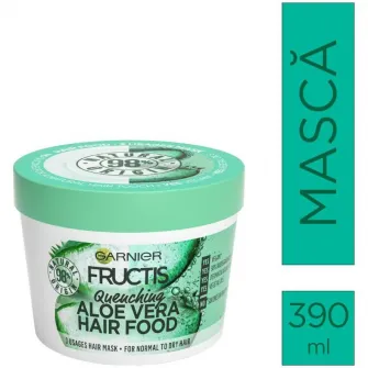 Masca pentru par Garnier Fructis Hair Food Aloe Vera, pentru parul deshidratat, 390 ml