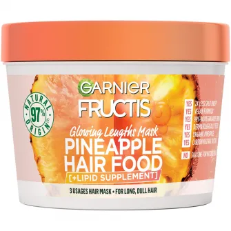 Masca pentru par Garnier Fructis Hair Food Ananas, pentru parul lung si lipsit de stralucire, 400 ml