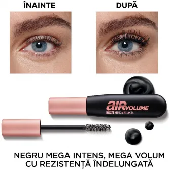 Mascara pentru volum LOreal Paris Air Volume 30H Mega Intense Black, 9.4 ml