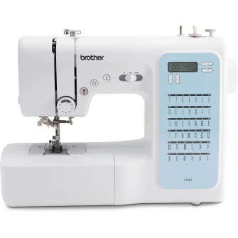 Masina cusut computerizata Brother FS40S, 40 cusaturi, ecran LCD, buton start/stop, dispozitiv infilare, latimea si pasul reglabile, 5 modele butoniera 1 pas, iluminare LED, 750 imp/min. alb
