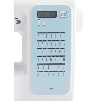 Masina cusut computerizata Brother FS40S, 40 cusaturi, ecran LCD, buton start/stop, dispozitiv infilare, latimea si pasul reglabile, 5 modele butoniera 1 pas, iluminare LED, 750 imp/min. alb