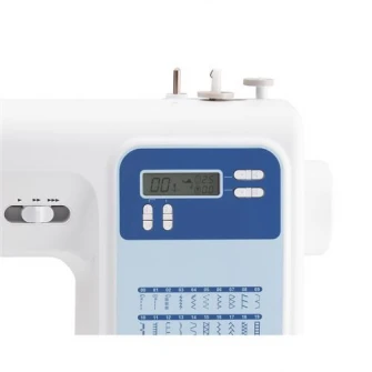 Masina cusut computerizata Brother FS60X, 60 cusaturi, ecran LCD, buton start/stop, buton limitare viteza, dispozitiv de infilare, 7 butoniere 1 pas, 750 imp/min alb