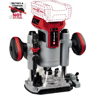 Masina de frezat pe acumulator Einhell Professional Power X-Change TP-RO 18 Li BL-Solo, 18 V, Li-Ion, inaltime de ridicare 35 mm, motor fara perii, ghidaj de taiere, set 15 freze, fara acumulator/incarcator