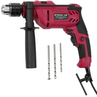 Masina de gaurit cu percutie (bormasina) Steinhaus PRO-ID650, 650W, 3000 RPM, mandrina dinti 13 mm, 3 burghie incluse