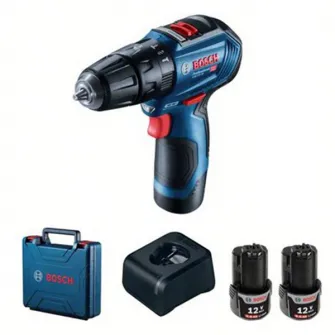 Masina de gaurit si insurubat (bormasina) cu percutie Bosch Professional GSB 12V-30, 12 V, 1600 RPM, 24.000 PPM, 2 acumulatori, incarcator rapid, valiza profesionala