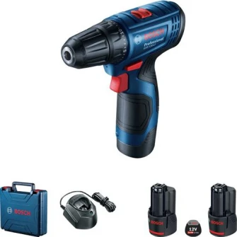 Masina de gaurit si insurubat (bormasina) pe acumulator Bosch Professional GSR 120-Li, 12 V, 1500 RPM, 14-30 Nm, 2 acumulatori 2 Ah, incarcator, valiza profesionala