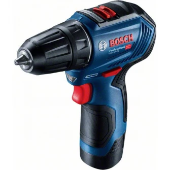 Masina de gaurit si insurubat (bormasina) pe acumulator Bosch Professional 06019G9001, 12 V, 18/30 V, 1600 RPM, 2 acumulatori, incarcator, valiza profesionala, set 25 biti, set 7 burghie lemn, set 7 burghie metal