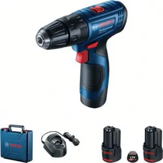 Masina de gaurit si insurubat (bormasina) pe acumulator cu percutie Bosch Professional GSB 120-Li, 12 V, 1300 RPM, incarcator, 2 acumulatori 12 V, 2 Ah, valiza profesionala