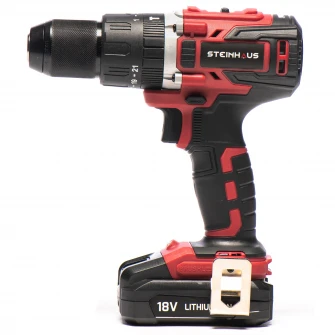 Masina de gaurit si insurubat brushless (bormasina) cu percutie, cu acumulator 18V 2.0Ah Li-Ion Steinhaus, PRO-CD18MX, 58Nm, 2 trepte 400/1800 RPM, mandrina metalica 13mm, 13 accesorii, cutie plastic