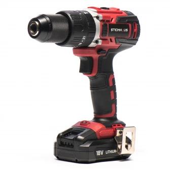 Masina de gaurit si insurubat brushless (bormasina) cu percutie, cu acumulator 18V 2.0Ah Li-Ion Steinhaus, PRO-CD18MX, 58Nm, 2 trepte 400/1800 RPM, mandrina metalica 13mm, 13 accesorii, cutie plastic
