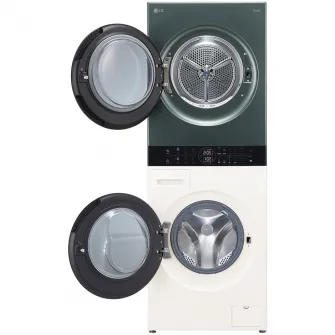 Masina de spalat rufe cu uscator LG WT1210EGF, Spalare 12 kg, Uscare 10 kg, 1400 RPM, Steam, TurboWash 360, Clasa A/A+++, Verde/Bej