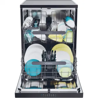 Masina de spalat vase Candy Rapido CF 5C6F0B, 15 seturi, 8 programe, Clasa C, Wi-Fi, Wash  Dry 35, Motor Speed-Drive Inverter, Automatic Open Door, 60 cm, Negru