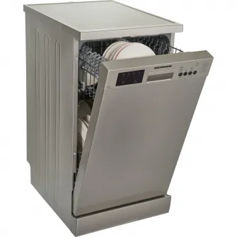 Masina de spalat vase Heinner HDW-FS4506DSE++, 10 Seturi, 6 programe, Clasa E, Half load, Aquastop, 45 cm, Antracit