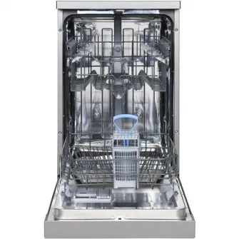 Masina de spalat vase Heinner HDW-FS4552DSE++, 10 seturi, 5 programe, Clasa E, Aquastop, Pornire programata, 45 cm, Argintiu