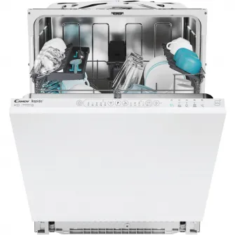 Masina de spalat vase incorporabila Candy Rapido CI 3E6L0W, 13 seturi, 5 programe, Clasa E, WiFi+Ble, Wash  Dry 49, Motor Speed-Drive Inverter, 60 cm