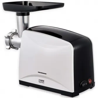 Masina de tocat carne Heinner MG-2100BKWH, 2100 W, accesoriu rosii, Cutit Inox, Negru/Alb